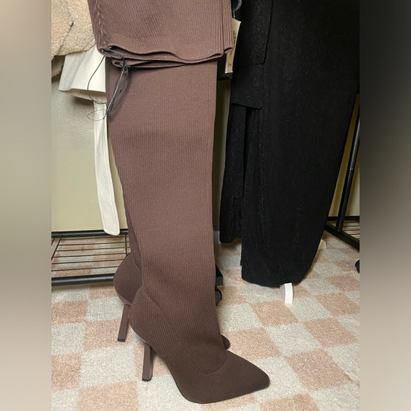 Brown over the knee sock boot. - Picture 2 of 4